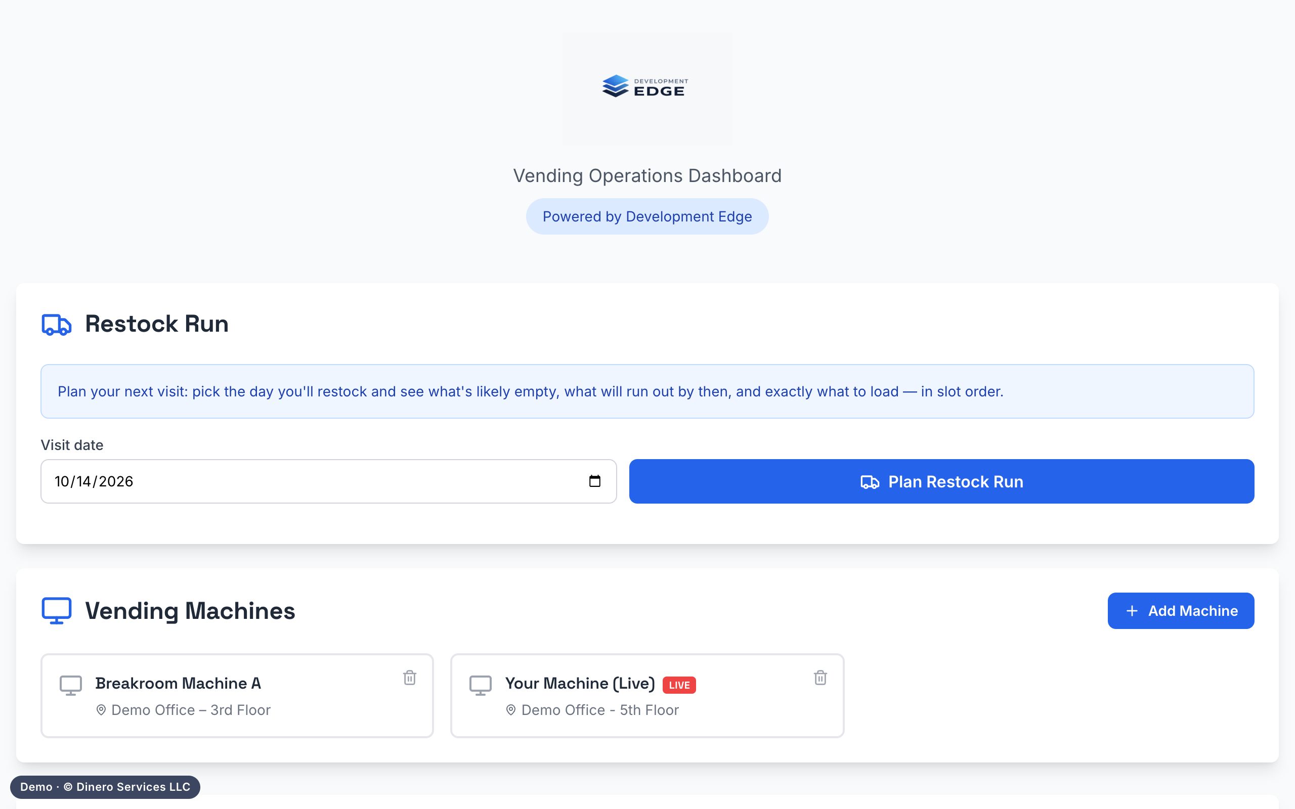 Vending Operations Dashboard screenshot